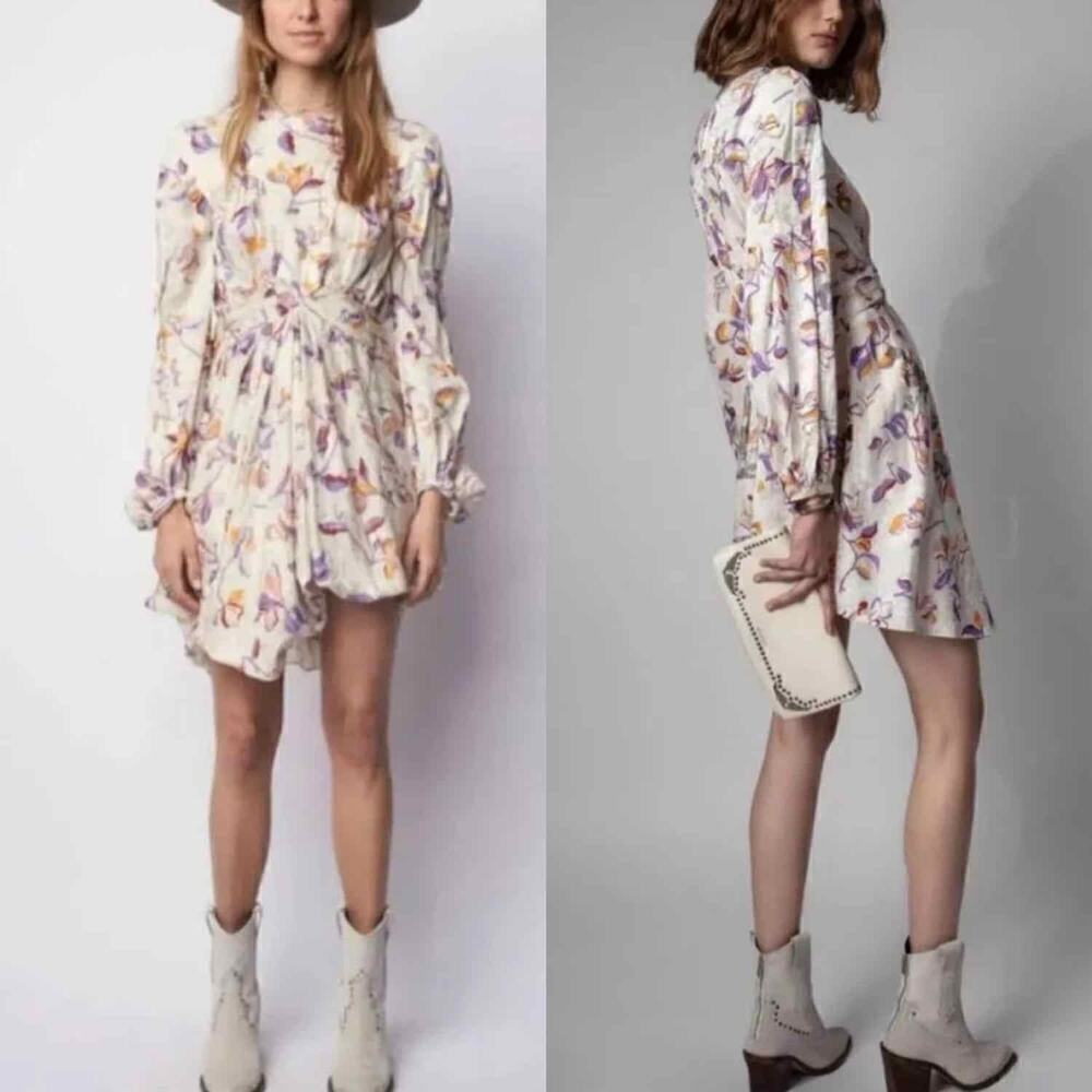 Zadig & Voltaire Rivage Jac Cut Flowers Silk-Blend Dress Size XS - Picture 8 of 14